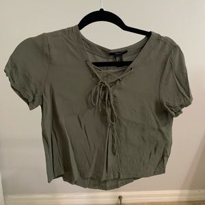 Army Green Crop Short Sleeve Shirt